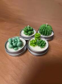 9 件/套硅胶蜡烛模具 - 现代仙人掌设计，可重复使用的 DIY 蜡烛制作套件，适用于家庭、工艺品、礼品 | 不粘、灵活、耐用的蜡烛皂模具，适用于香薰、婚礼、派对装饰（6.7x3.1 英寸） - 白色 - 查看 4