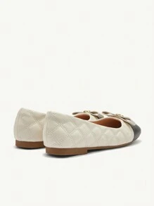 CUCCOO CHICEST Women's Comfortable Round Toe Floral Patchwork Flat Shoes - Beige - View 5