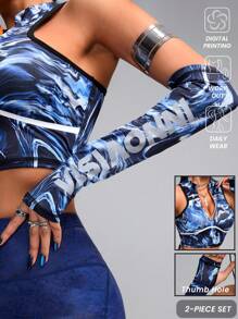 Innovista 女士无袖休闲户外 T 恤和背心，简约设计，正面拉链 - 藍色 - 查看 5