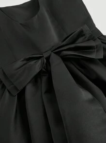 SHEIN MOD Vestido negro elegante con escote trasero y adorno de lazo, vestido formal, vestido de playa para mujer, vestido de fiesta para mujer, vestido de Año Nuevo, vestido de mujer, vestido de vacaciones, vestido de Acción de Gracias, vestido formal, vestido de vacaciones