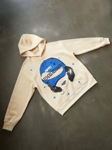 Manfinity Streetrush Sudadera con capucha con estampado gráfico para hombre, uso casual de todos los días, ropa de calle, sudadera con capucha de manga larga con gráfico, regalo para amigos, esposo, novio