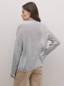 BizChic 卡其色提花图案高领运动衫，时尚女装，春夏，节日，感恩节，新年， - 卡其色 - 查看 7