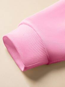 Young Girl Casual Leopard Print Letter Oversized Sweatshirt