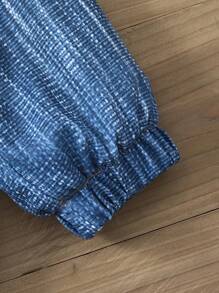 SHEIN Baby Boy Zip-Up Thermal Lined Blue Long Sleeve Jacket, Autumn/Winter - Blue - View 4