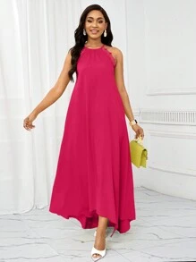 SHEIN Lady 节日连衣裙 夏季女士连衣裙 休闲长款吊带连衣裙 - 玫紅色 - 查看 6