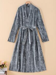 Women's Simple Solid Gray Velvet Long Pants, Elegant And Comfortable Loungewear - Grey - View 1