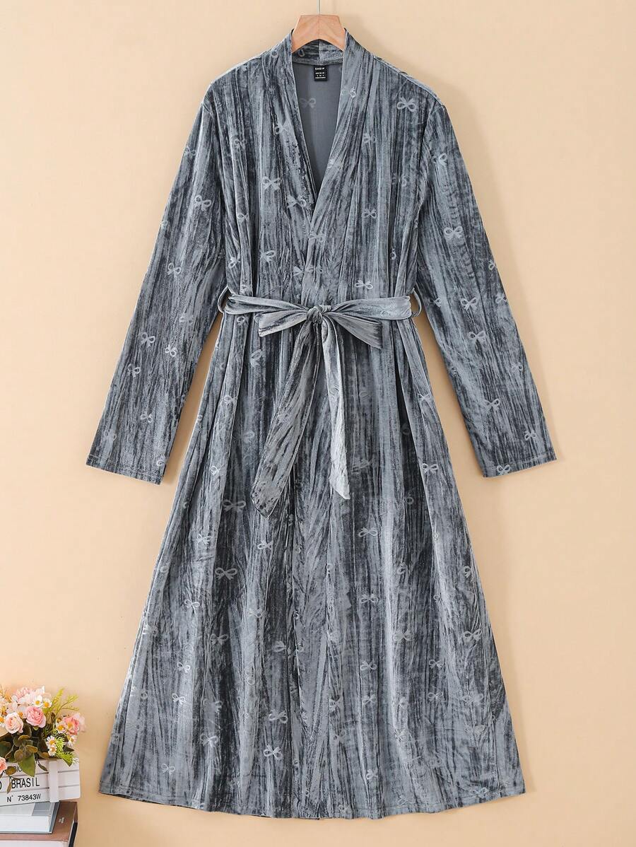 Women's Simple Solid Gray Velvet Long Pants, Elegant And Comfortable Loungewear - Grey - View 1