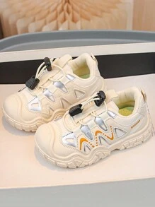 1 paire de baskets mode pour enfants, garçons/filles. Chaussures de sport décontractées pour l'école et l'extérieur, en automne et au printemps. Chaussures à semelle en caoutchouc pour tout-petits, convenant à toutes les saisons. - Beige - Voir 1