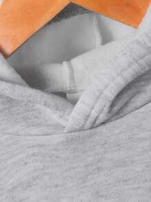 2 件装女婴时尚字母印花休闲加厚连帽衫和裤子套装，秋冬 - 灰色 - 查看 7