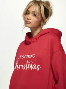 MISSGUIDED È un maglione oversize con cappuccio, perfetto per le feste natalizie, morbido e accogliente, ideale come regalo per il periodo natalizio - Rosso - Visualizzare 5
