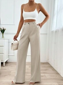 SHEIN Pantalon De Costume Unicolore À Poche Ample