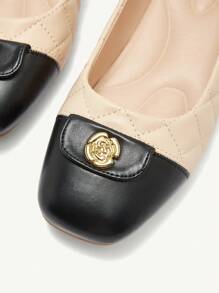 CUCCOO CHICEST Round Toe Comfort Patchwork Daisy Women Flat Shoes - Apricot - View 4