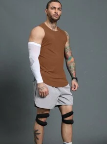 Manfinity Running Boyfriend Style Men's Solid Color Crew Neck Sleeveless Sports Tank Top For Summer