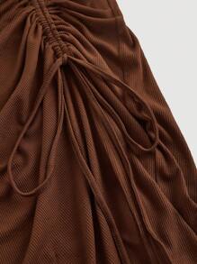 SHEIN MOD Robe élégante rétro marron pour femmes, convient pour les fêtes, les bals, les robes de cocktail, robe de vacances, tenue pour femmes, robe pour le Nouvel An - Tabac - Voir 4