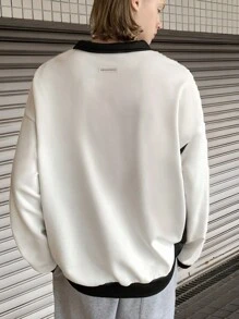 Manfinity VCAY 1 pieza Jersey de punto holgado de manga larga con parches, de moda informal para hombre