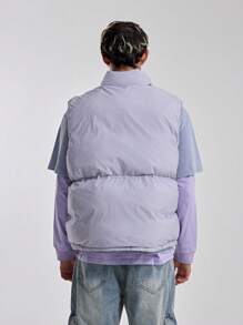 Musero Men Oversized High Neck Puffer Gilet - Purple - View 3