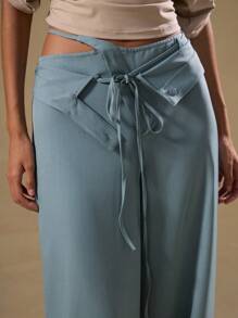 MUSERA Strik taille vouw over op maat gemaakte broek lente zomer
