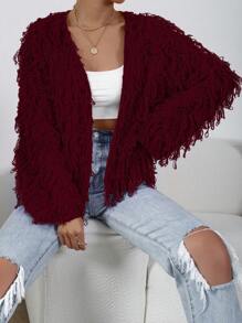 Celisse Solid Color Simple Stylish Cardigan For Women, Suitable For Spring And Autumn Fall Winter Cloth For Women - Burgundy - View 6