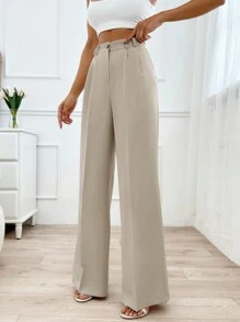 SHEIN Pantalon De Costume Unicolore À Poche Ample