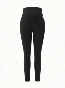 SHEIN 2 件套孕妇天鹅绒内衬打底裤（黑色和灰色），适合秋冬季 - 彩色 - 查看 6