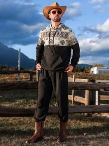 Manfinity Homme Men's Sweatsuit Set With Hood, Casual And Fashionable For Everyday Wear