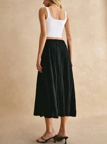 Poéselle Váy xòe xẻ đùi Paperbag eo Váy nghỉ mát mùa hè - màu đen - Xem 5