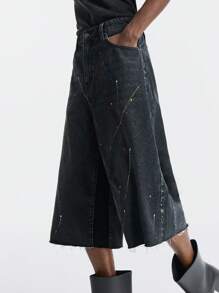 NEON BLANC 男式牛仔布磨边 7 英寸内缝短裤 - 黑色 - 查看 4