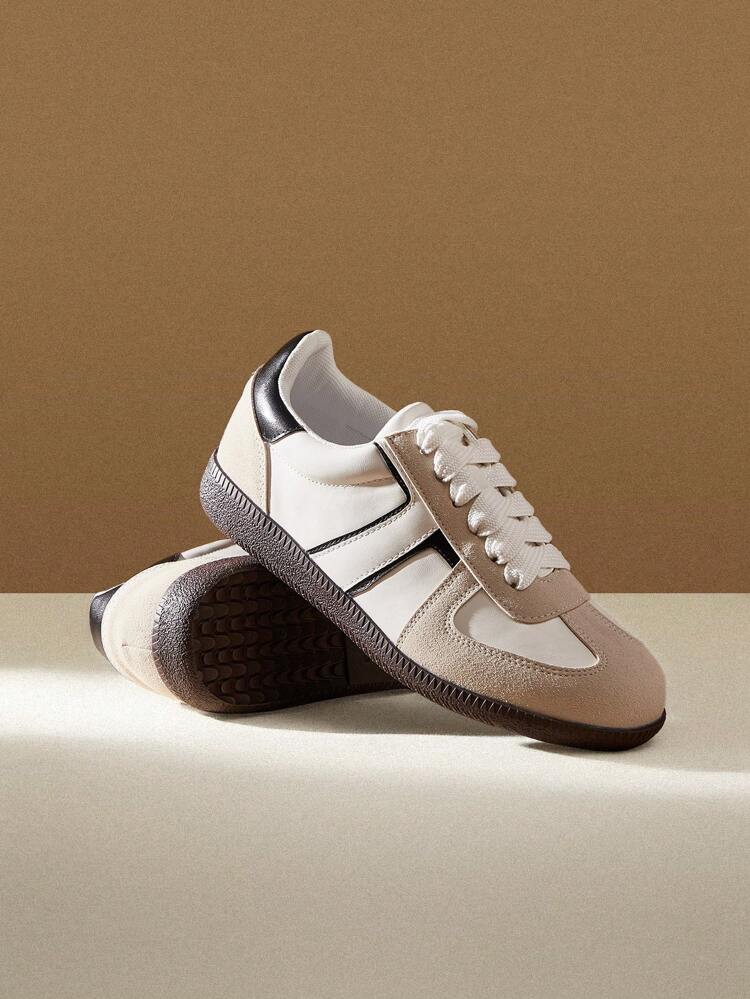 CUCCOO EASI Women's Simple Solid Color Lace-Up Casual Sports Sneakers Spring Shoes Easter Tainers