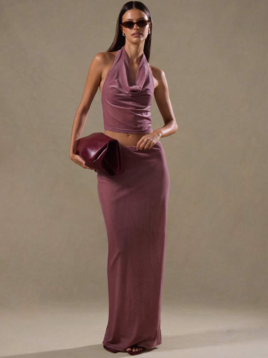 MUSERA 露背高领上衣，适合外出穿着，秋冬春夏皆宜 - 淺灰紫 - 查看 1