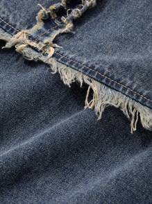 DAZY Women Denim Vest And Frayed Hem Denim Skirt Set - Medium Wash - View 9