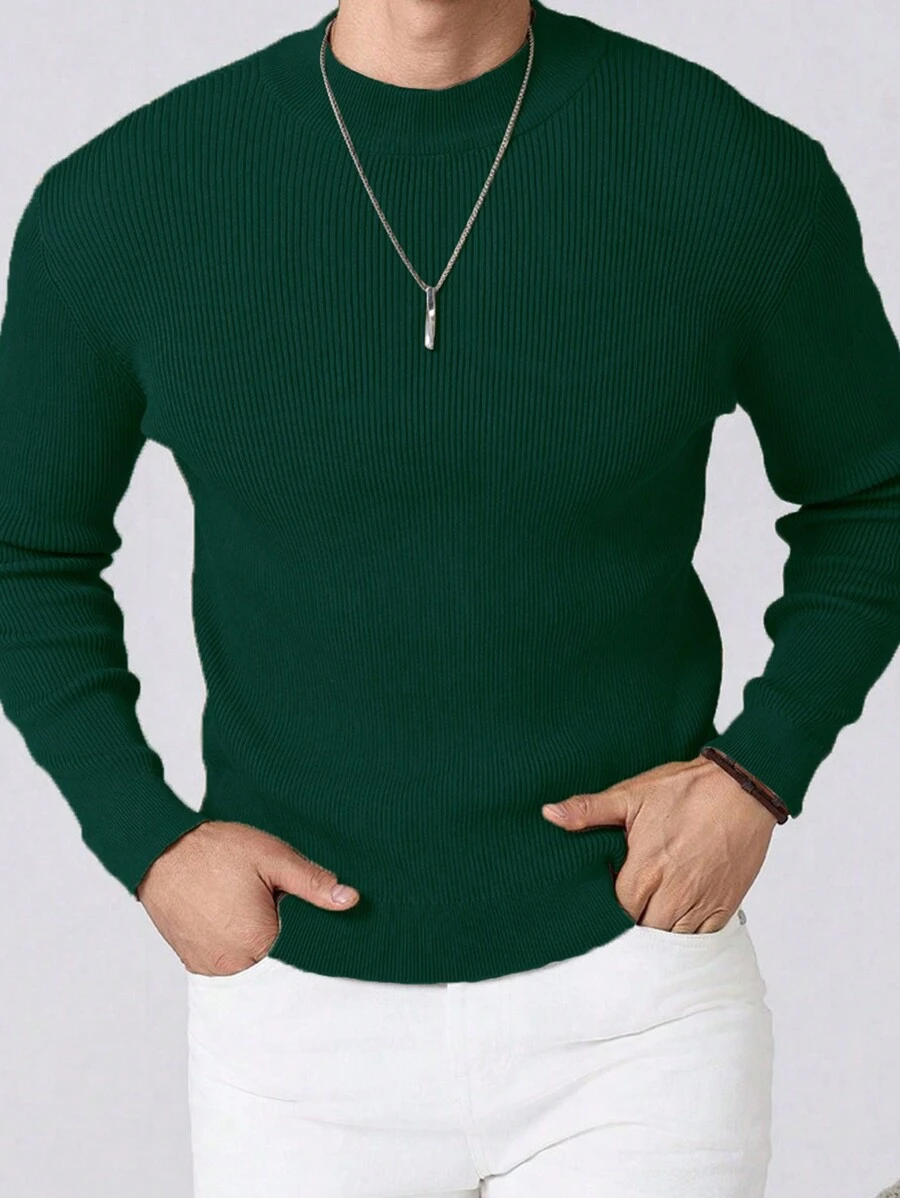 Manfinity Homme 男士纯色圆领长袖宽松休闲毛衣，秋冬