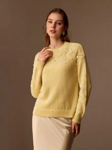 MOTF PREMIUM SOLID CONTRAST SEQUIN DETAIL DROP SHOULDER OVERSIZE SWEATER