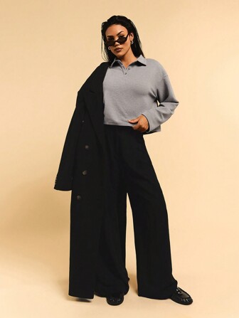 Athîral Damtröja i enfärgad enfärgad Drop Shoulder Cropped Sweatshirt, höst