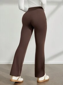 Activina Activina Women's Solid Color High Waist Pocketed Flare Leg Casual Workout Pants