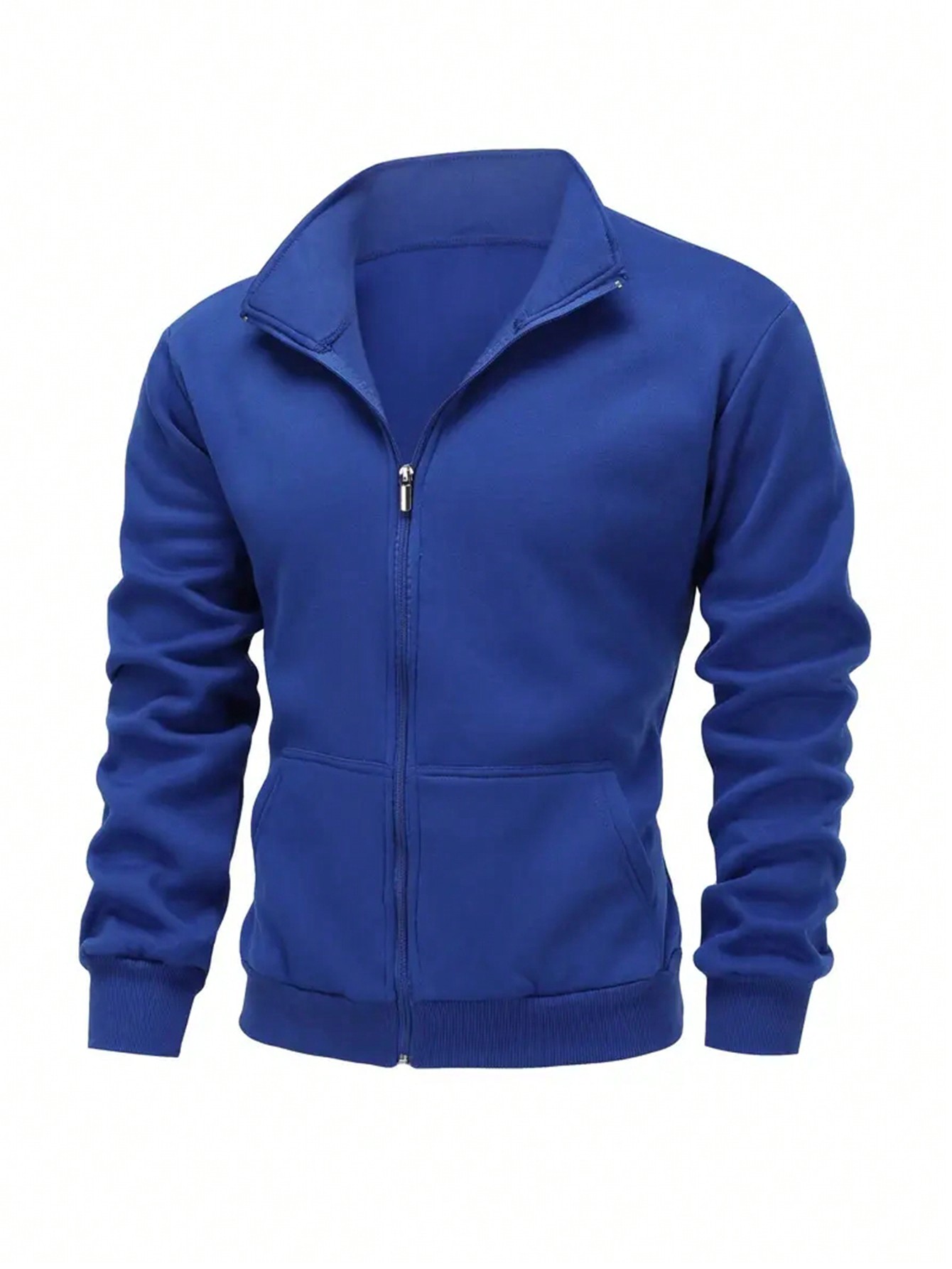 Manfinity Dauomo Men's Casual Plain Stand Collar Zip-Up Hoodie Sweatshirt, Autumn/Winter