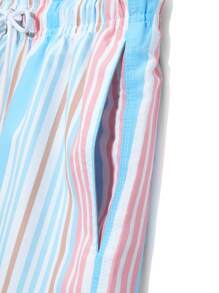 Horizaway Shorts For Men Drawstring Waist Front Tie Pocket Striped Resort Casual - Multicolor - View 5