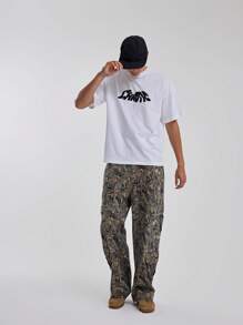 Musero Men Chaotic Oversized Graphic T Shirt - White - View 5