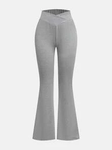 Bộ 2 quần ống loe thường ngày thu đông 2024 cho bé gái tuổi teen, phong cách đại học, màu xanh và xám - Nhiều màu - Xem 5