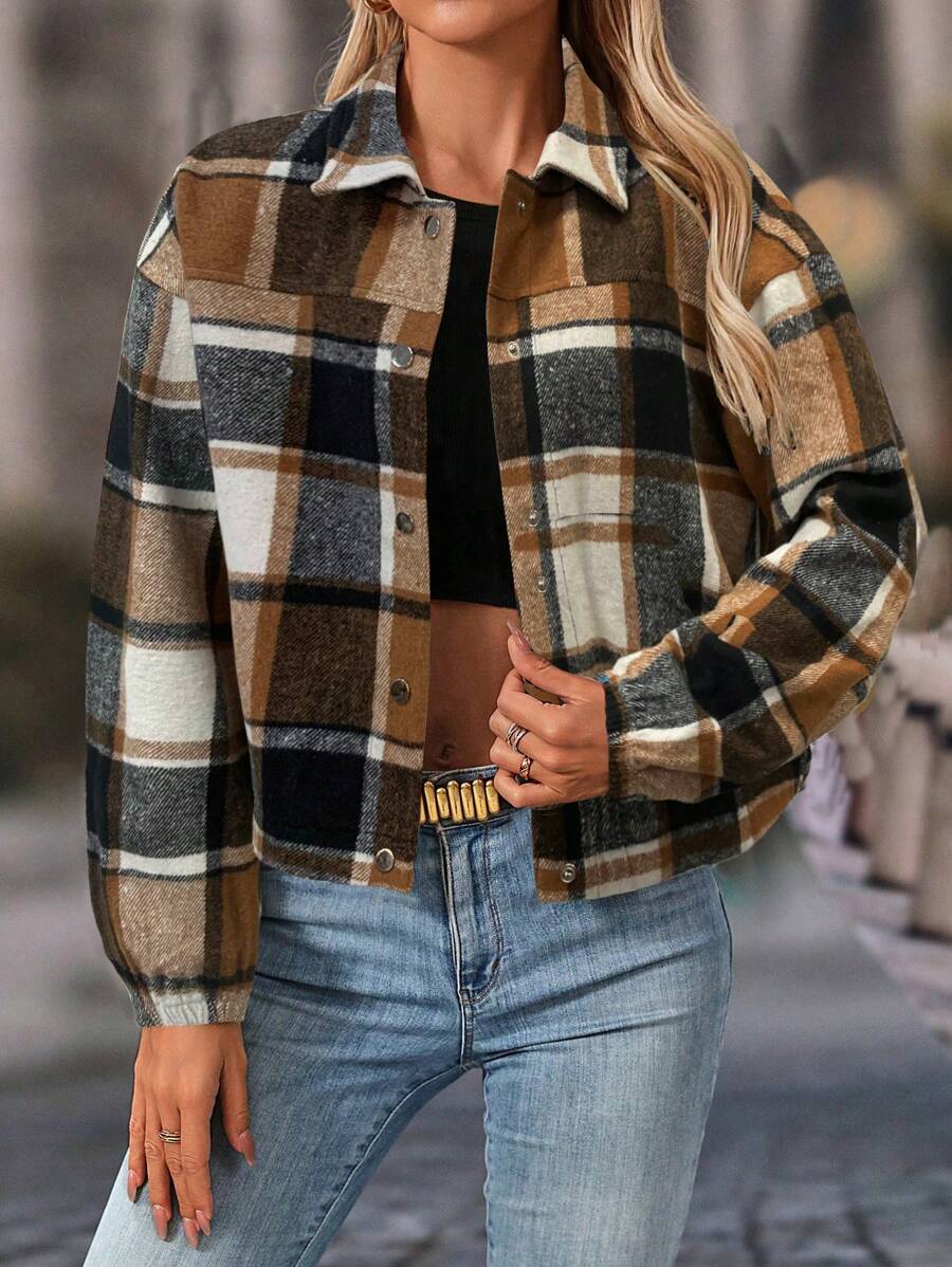 LanaWest Checkered Short Jacket For Women, Fashionable & Versatile, Autumn New Arrival - Multicolor - View 1