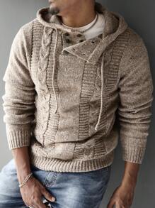 Manfinity CityGents Jersey casual con capucha, cordón ajustable y manga larga de unicolor para hombre, otoño/invierno