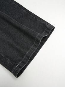 青少年女孩休闲波西米亚风假日平装腰部扁平口袋宽腿牛仔裤，女孩日常 OOTD 服装