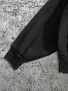 Manfinity NXTstreet 男士骷髅印花休闲连帽衫和裤子套装，适合万圣节和秋冬 - 黑色 - 查看 5