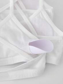 SHEIN Tween Girls 3pcs Set Simple & Comfortable Padded Criss-Cross Strap Breathable Active Leisure Racerback Bra Underwear