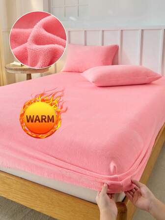 1pc Fitted Sheet, Bedding, Mattress Protector, Bed Cover, Cozy Home Textile, Soft-Comfortable Mattress Cover, Solid Color Sheet, Deep Pocket, Bed Sheet Only, Without Pillowcase, Dustproof, Machine Washable, Bedding Gifts, Fits For Twin Full King Queen Size Beds, Machine Washable, Autumn Decor, Winter Decor