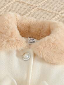 SHEIN Elladie kids 女婴休闲毛绒拼布夹克，秋冬