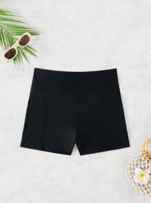 Swim Basics 女士黑色比基尼泳裤，夏季海滩泳装 - 黑色 - 查看 6