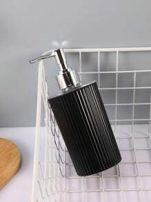 1PC/2PCS Striped Acrylic Soap Dispenser - Luxury Pump Bottle For Hand Soap & Shower Gel, Refillable Bathroom Decor - Black - View 7