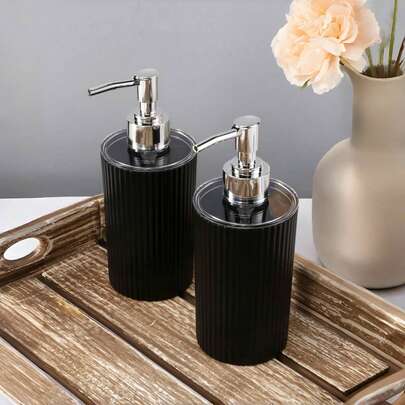 1PCS/2PCS 条纹亚克力皂液器 - 豪华泵瓶，用于洗手液和沐浴露，可再填充浴室装饰