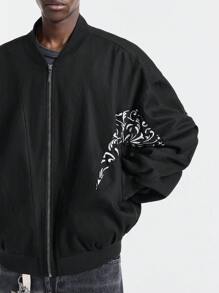 Manfinity VCAY Chaqueta casual con cremallera delantera, manga larga y bordado sencillo para hombre