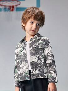 年轻男孩休闲户外街头酷树枝迷彩印花牛仔夹克 - 彩色 - 查看 6